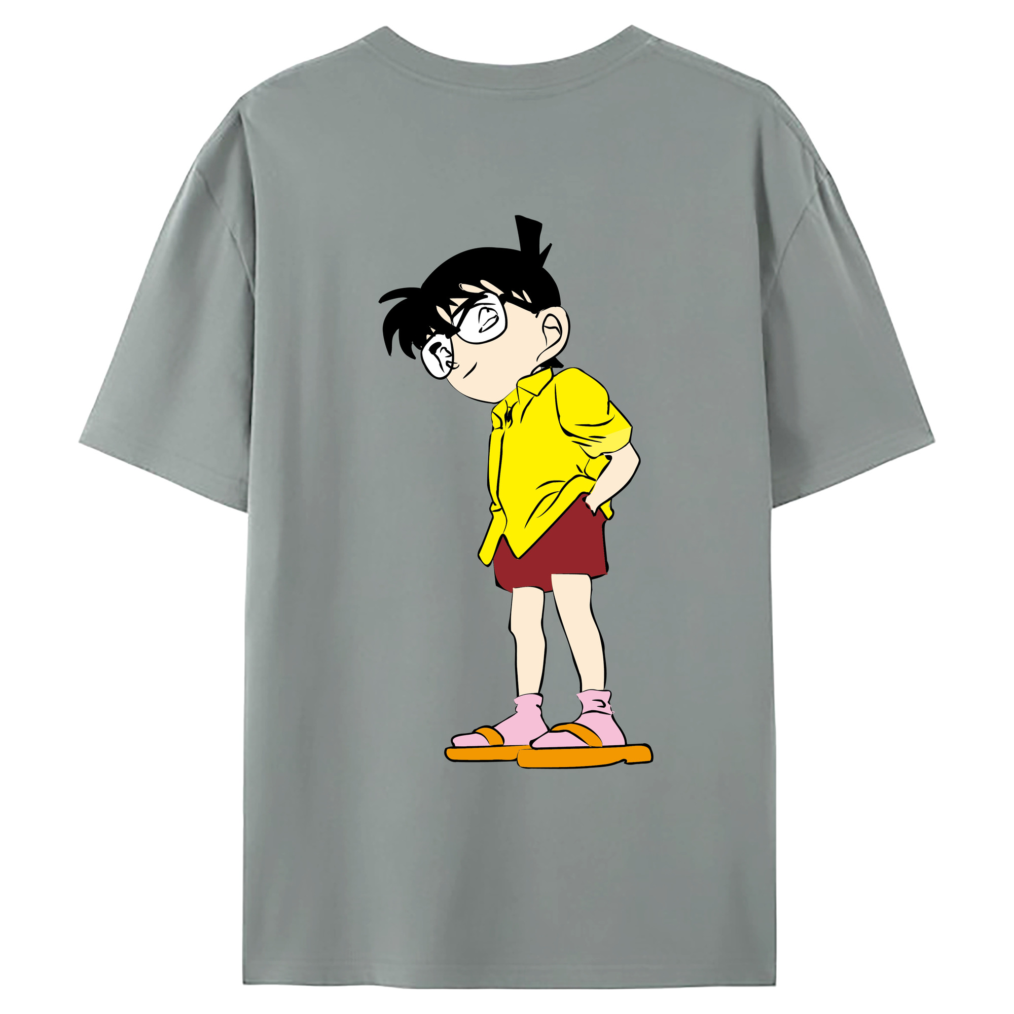 （画像用） 名探偵コナン 江戸川 コナン Detective Conan Conan Edogawa 綿100％ メンズ半袖Tシャツ（バックプリント） 通気性